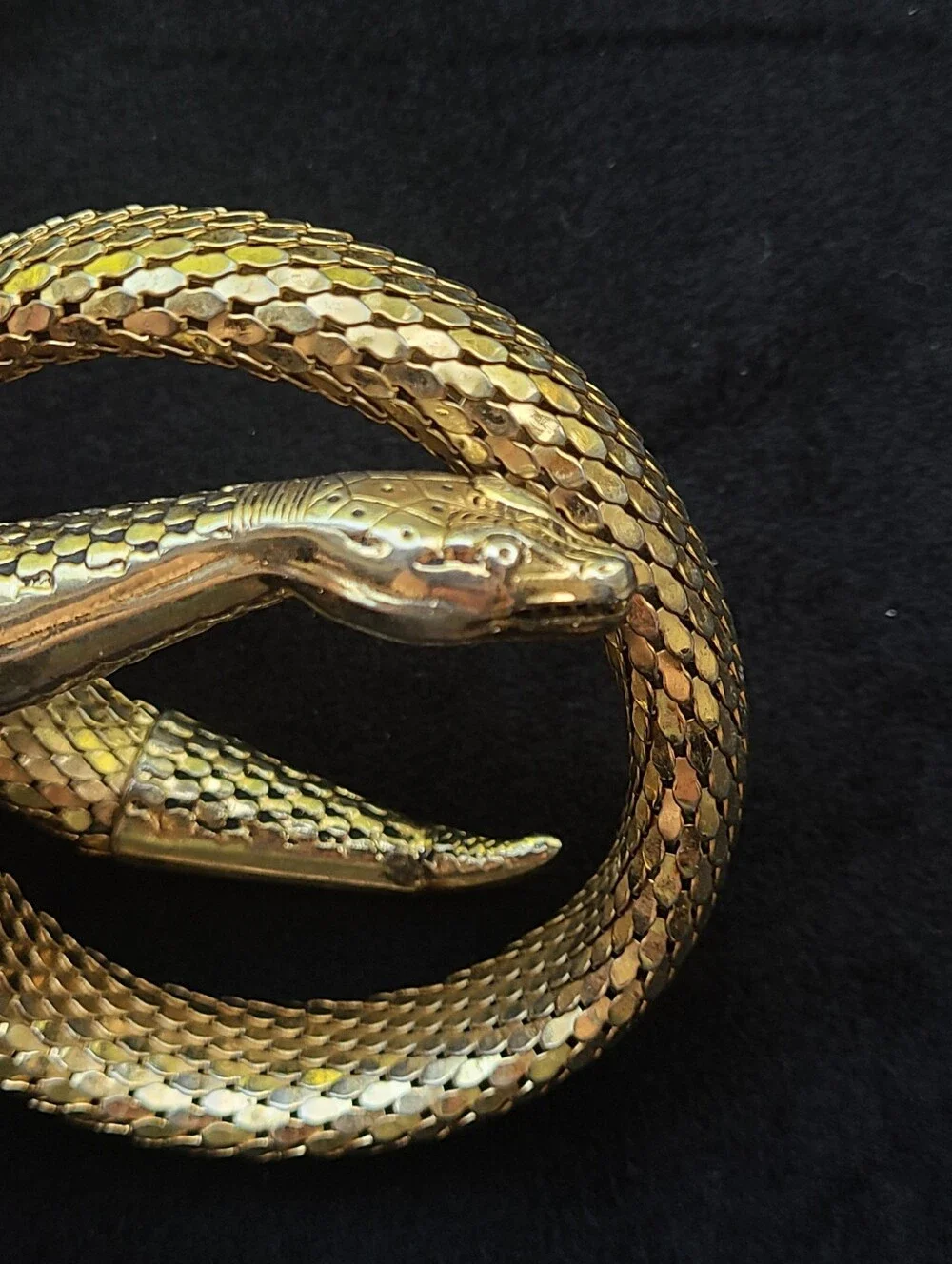 Whiting And Davis Vintage Gold Mesh Snake Bracelet